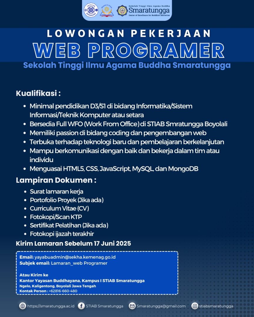 STIAB Smaratungga Membuka Lowongan Pekerjaan untuk Posisi Web Programer