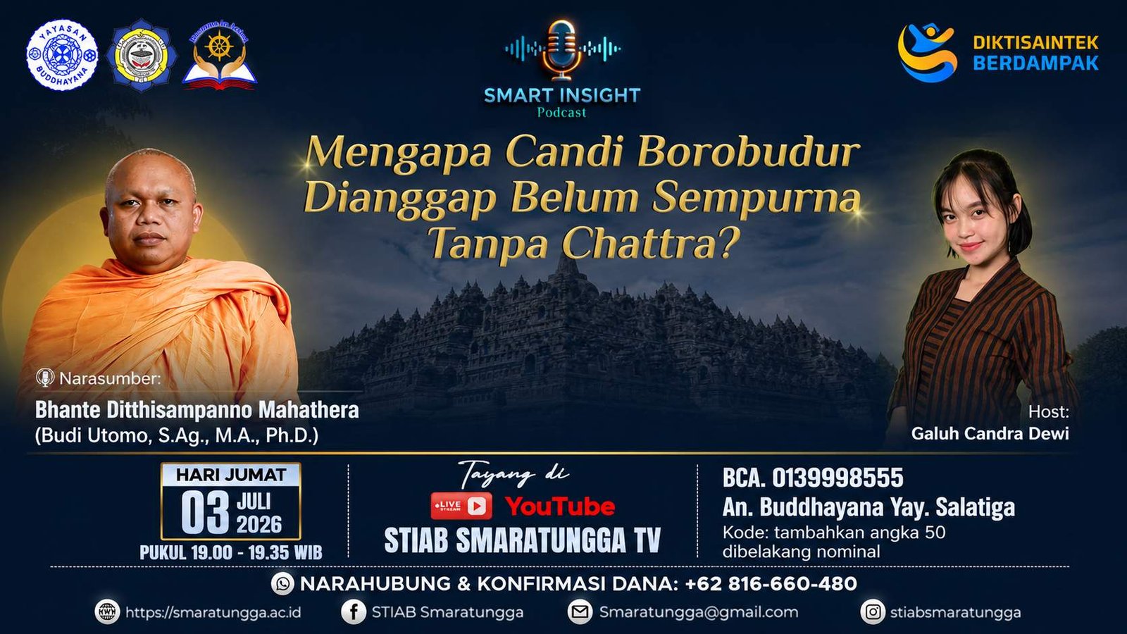 SMART INSIGHT PODCAST STIAB SMARATUNGGA ANGKAT TOPIK "MENGAPA CANDI BOROBUDUR DIANGGAP BELUM SEMPURNA TANPA CHATTRA?"
