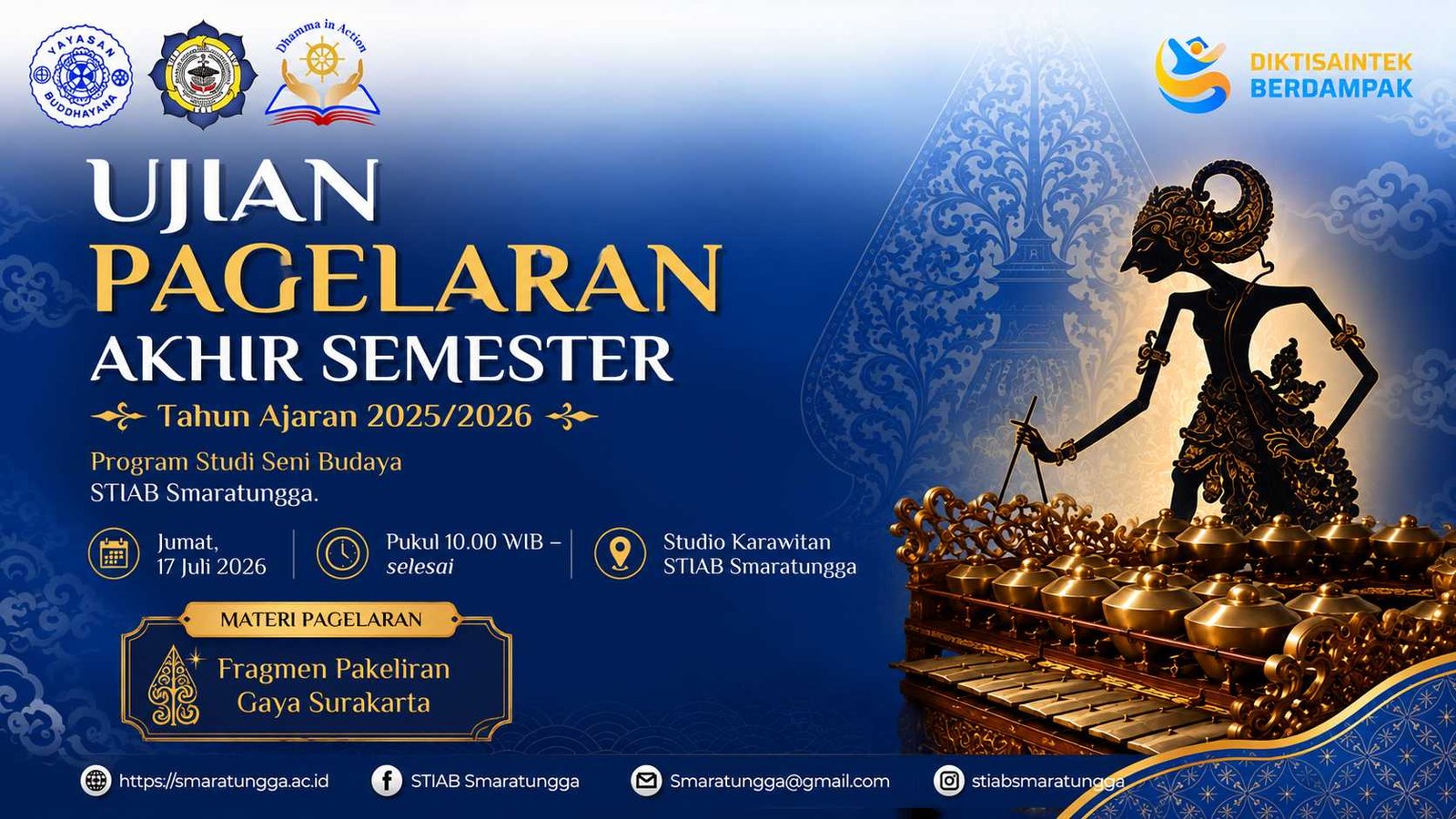 STIAB Smaratungga Undang Masyarakat Saksikan Ujian Pagelaran Akhir Semester Program Studi Seni Budaya